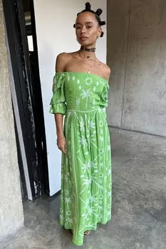 Платье макси PALM BELLE DRESS Never Fully Dressed, зеленый