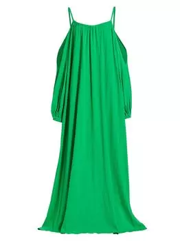 Платье макси Paloma с открытыми плечами и пышными рукавами Deveaux New York, зеленый