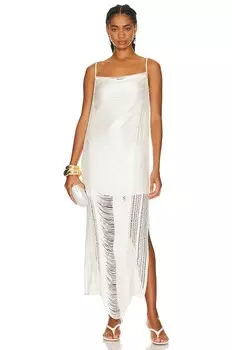 Платье макси PatBO Draped Fringe, белый