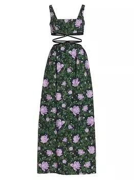 Платье макси Peonia с вырезами на бретельках Agua by Agua Bendita, зеленый