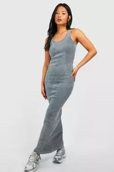 Платье макси Petite Acid Wash boohoo, серый