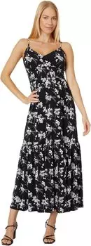 Платье макси Petite Botanical Empire MICHAEL Michael Kors, цвет Black/White