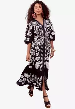 Платье макси PETITE FIT - V-NECK SHORT SLEEVE MIDAXI Love & Roses, черный