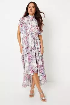 Платье макси Petite с высоким и низким подолом Coast, синий