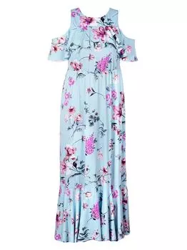 Платье макси Piper с открытыми плечами Kiyonna, синий