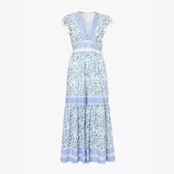 Платье макси Pippa из органического хлопка с цветочным принтом Aspiga, синий