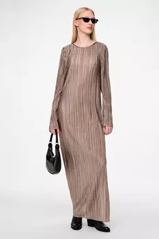 Платье макси плиссе Pieces, коричневый