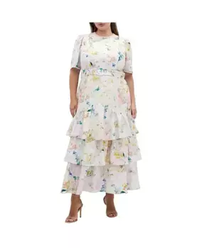 Платье макси Plus Size Garden Of Love CITY CHIC, мультиколор