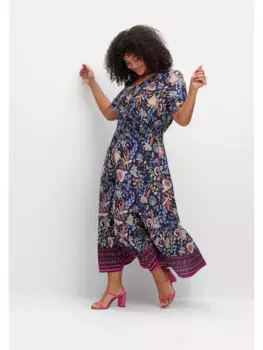 Платье макси "Plus Size" от Sheego by Joe Brown с цветочным принтом и присборенным поясом Sheego By Joe Browns, синий