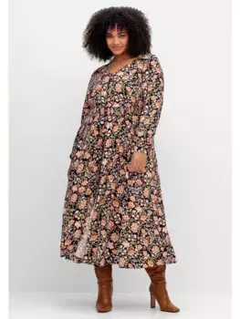 Платье макси "Plus Size" от Sheego by Joe Brown с цветочным принтом и присборенной талией Sheego By Joe Browns, черный