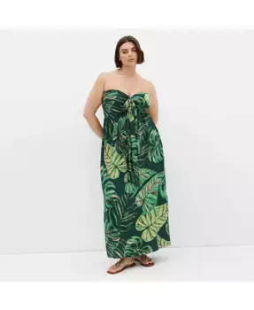 Платье макси Plus Size Peta Palm CITY CHIC, зеленый
