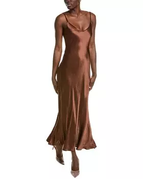 Платье макси по косой линии Enza Costa, коричневый