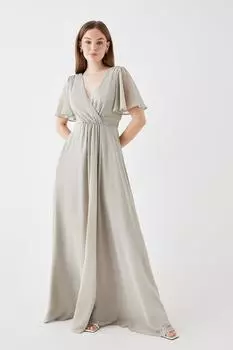 Платье макси подружки невесты с рукавами ангела Debut London by Coast Debenhams, зеленый