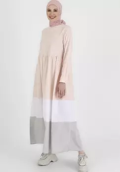 Платье макси POWDER-CREW NECK-MODEST-REFKA Modanisa, мультиколор