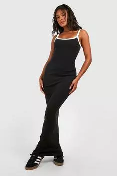 Платье макси премиум-класса с контрастной окантовкой и бретелями boohoo, черный