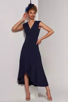 Платье макси Preslie с оборкой и запахом Jolie Moi, синий