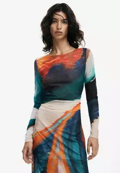 Платье макси PRINTED Desigual, мультиколор