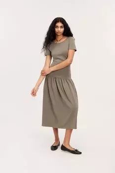 Платье макси приталенного кроя Monki, коричневый