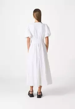 Платье макси PUFF SLEEVE PLUNGE FLOWY Abercrombie & Fitch, белый