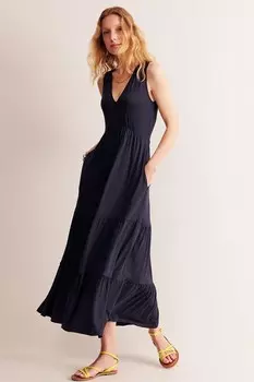 Платье макси ярус из джерси Sylvia Boden, синий