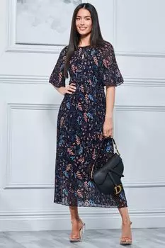 Платье макси Quida из шифона со складками Jolie Moi, синий