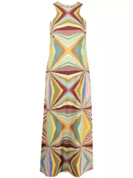 Платье макси Racer с геометричным принтом La DoubleJ, зеленый