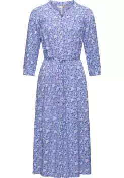 Платье макси Ragwear "Meve", легкое платье с длинными рукавами и цветочным узором, синий