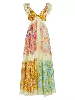 Платье макси Raie с оборками и вырезами Zimmermann, разноцветный