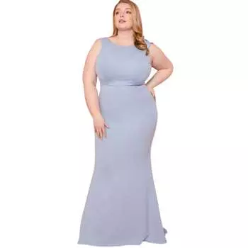 Платье макси размера плюс с драпировкой и оборками FASHNZFAB, светло-голубой