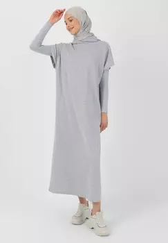 Платье макси REFKA BASIC Modanisa, серый