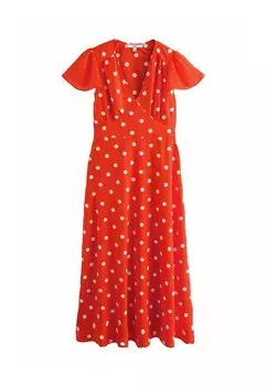 Платье макси REGULAR FIT FLUTTER SLEEVE TIE WAIST Next, розовый
