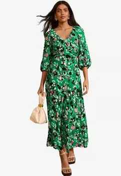 Платье макси REGULAR FIT PUFF SLEEVE Love & Roses, зеленый