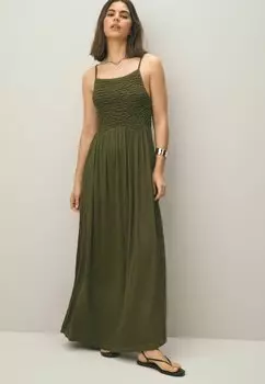 Платье макси REGULAR FIT STRAPPY SHIRRED - Jersey dress Next, зеленый