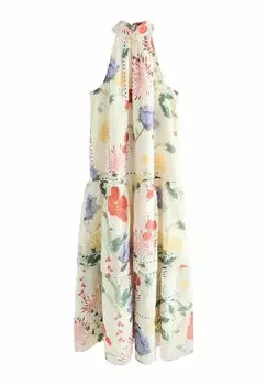 Платье макси REGULAR FIT TIE NECK LAYERED Next, бежевый