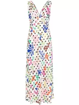 Платье макси Rixo с цветочным принтом, белый