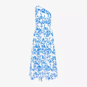 Платье макси Ro&Zo Aubrey из хлопка с принтом листьев, синий