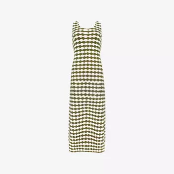 Платье макси Ro&Zo с ромбовидным узором вязаное, хаки