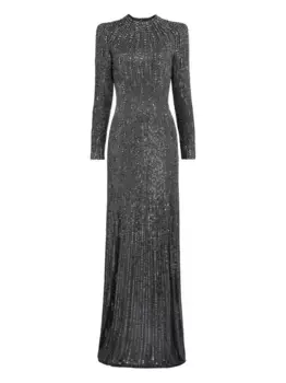 Платье макси Rory с длинными рукавами и пайетками Jenny Packham, серый