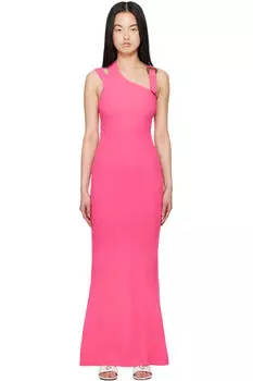 Платье макси розового цвета с пряжкой в стиле барокко Versace Jeans Couture