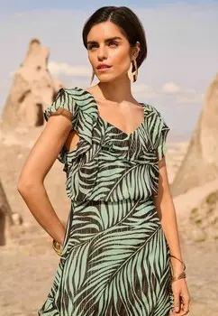 Платье макси RUFFLE DETAIL REGULAR FIT Love & Roses, зеленый