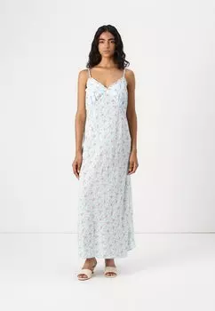Платье макси RUFFLE TRIM SLIP MAXI DRESS GAP, зеленый