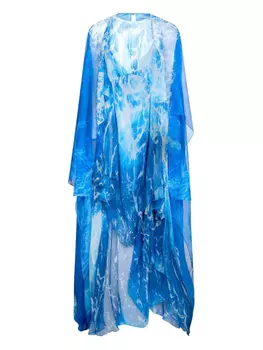 Платье макси с абстрактным принтом Roberto Cavalli, синий