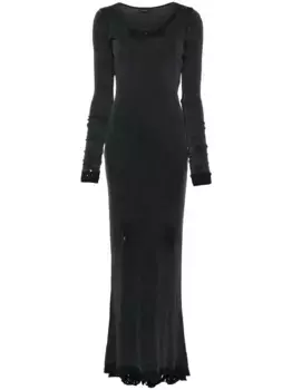Платье макси с эффектом потертости BALENCIAGA, черный