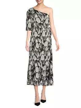 Платье макси с ананасом Elie Tahari, цвет White Black