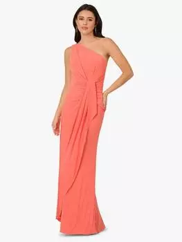 Платье макси с асимметричной драпировкой Adrianna Papell, цвет Orange Coral
