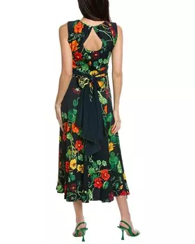 Платье макси с атласной спиной Oscar de la Renta Настурция, синий