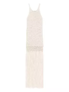 Платье макси с бахромой Philosophy Di Lorenzo Serafini, нейтральный