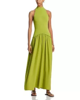 Платье макси с бретелью через шею Soglio Solid & Striped, зеленый