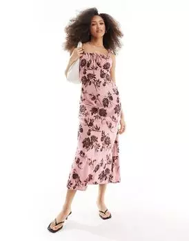 Платье макси с бретелями и цветочным принтом ASOS DESIGN