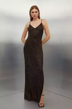 Платье макси с бретелями и декором Zebra Karen Millen, мультиколор
